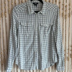 Paige Nordstroms Plaid Western Cottage Core Long Sleeve Pearl Button Down Blouse